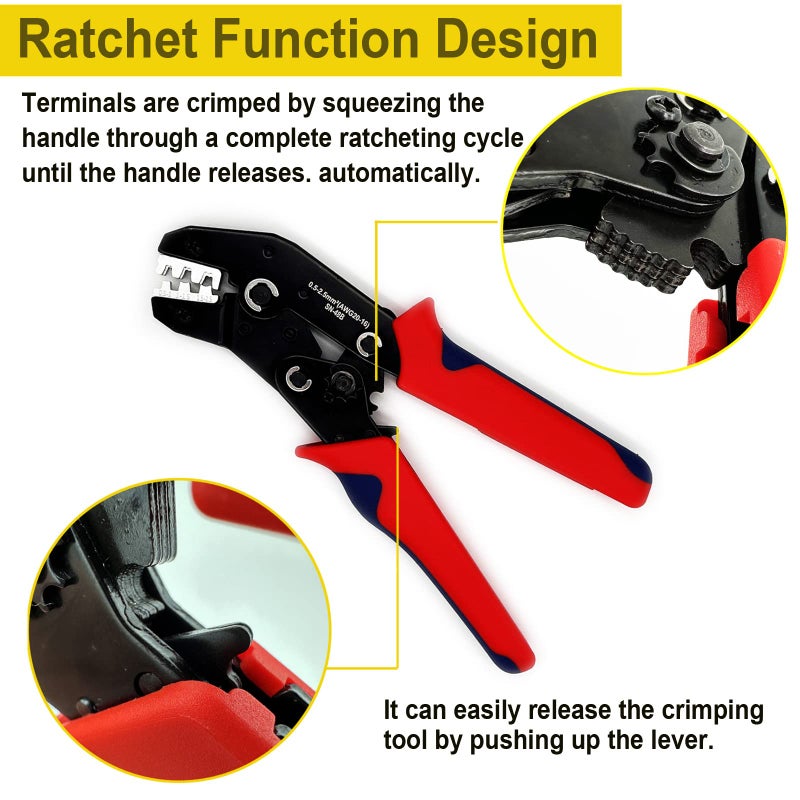 Twippo Crimping Tool with Ratchet  Ratcheting Wire Crimper Tool for Open Barrel Terminal Connectors  Electrical Crimping Tool  Crimping Pliers for 20-14 AWG - Image 2
